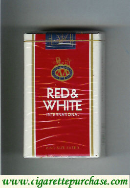 Red and White International cigarettes soft box