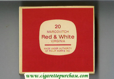 Red and White Marcovitch Virginia cigarettes red and white wide flat hard box