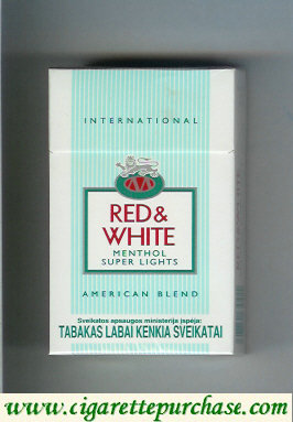 Red and White Menthol Super Lights International American Blend cigarettes hard box