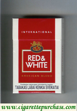 Red and White International American Blend cigarettes hard box