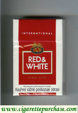 Red and White International King Size cigarettes hard box