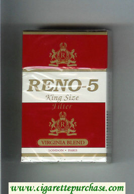 Reno-5 Virginia Blend cigarettes hard box