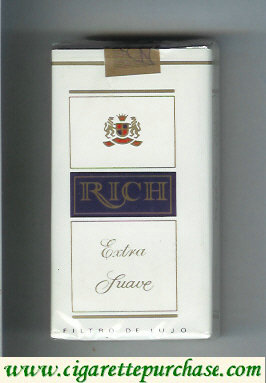 Rich Extra Suave 100s cigarettes white and blue soft box