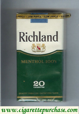 Richland Menthol 100s cigarettes soft box