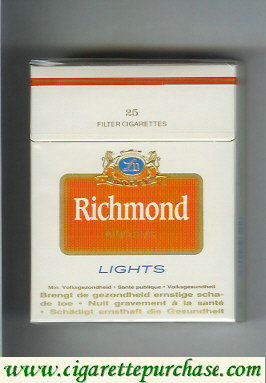 Richmond Lights 25 cigarettes white and orange hard box