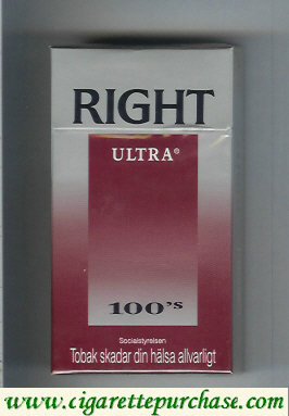 Right Ultra 100s cigarettes hard box