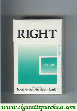 Right Menthol cigarettes hard box