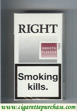 Right Smooth Flavour 100s cigarettes hard box