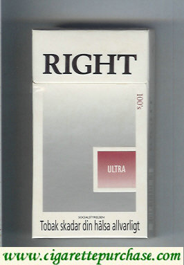 Right Ultra 100s cigarettes hard box