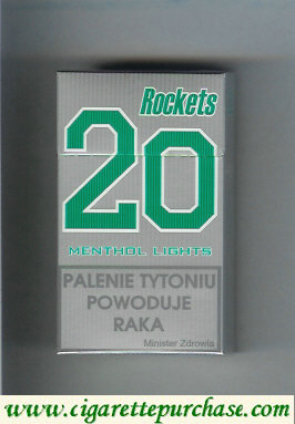 Rockets 20 Menthol Lights cigarettes hard box