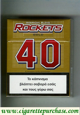 Rockets 40 Gold American Blend cigarettes hard box