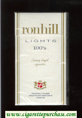 Ronhill Lights 100s cigarettes white hard box