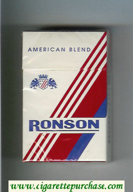 Ronson American Blend cigarettes white and red and blue hard box