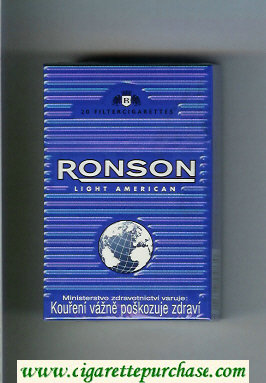 Ronson Light American cigarettes blue hard box
