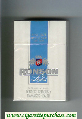 Ronson Lights Special Mild Virginia cigarettes white and blue hard box