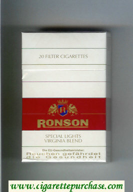 Ronson Special Lights Virginia Blend cigarettes white and red hard box