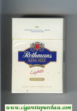 Rothmans King Size Lights Filter Tipped By Special Appointment cigarettes hard box