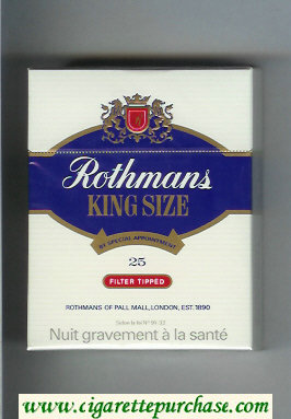 Rothmans King Size Filter Tipped By Special Appointment 25 cigarettes hard box