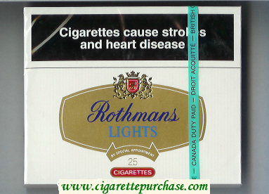 Rothmans Lights By Special Appointment 25 cigarettes wide flat hard box
