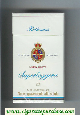 Rothmans Superleggera Luxery Length 100s cigarettes hard box