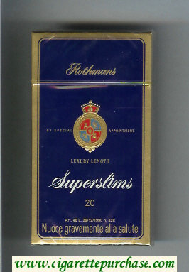 Rothmans Superslims Luxery Length 100s cigarettes hard box