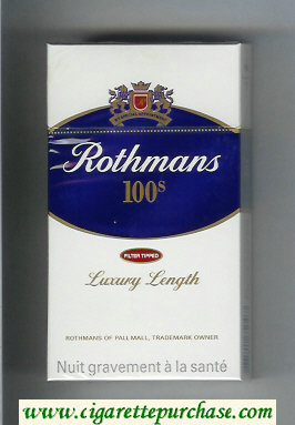 Rothmans 100s Filter Tipped By Special Appointment cigarettes hard box