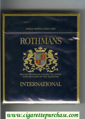 Rothmans International 100s cigarettes wide flat hard box