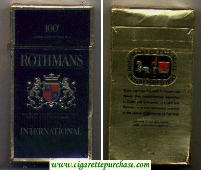 Rothmans International black 100s cigarettes hard box