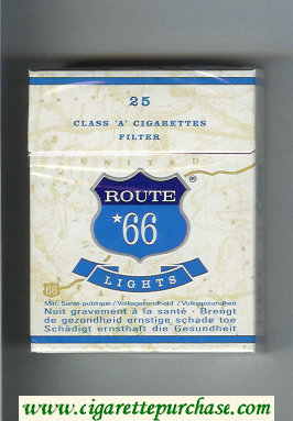 Route 66 United Lights 25 cigarettes hard box