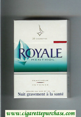 Royale Menthol cigarettes white and green hard box