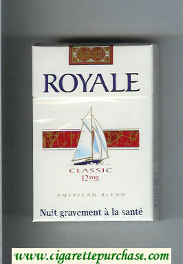 Royale Classic 12 mg American Blend cigarettes white and red hard box