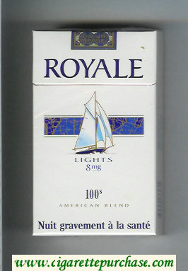 Royale Lights 8 mg 100s American Blend cigarettes hard box