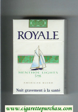 Royale Menthol Lights 5 mg American Blend cigarettes hard box