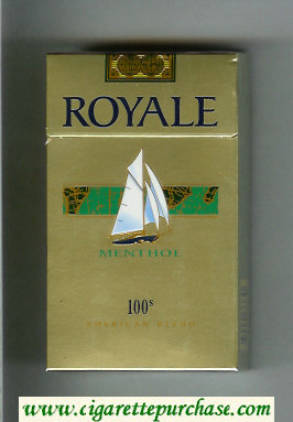 Royale Menthol 100s American Blend cigarettes gold and green hard box