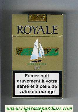 Royale Menthol 100s cigarettes gold and green hard box