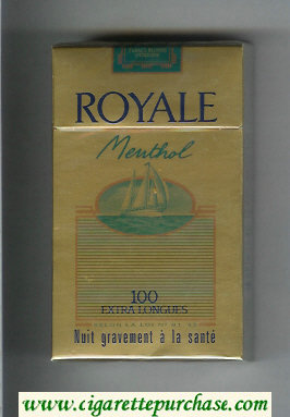 Royale Menthol 100s cigarettes gold and light green hard box