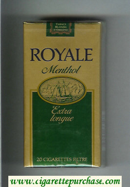 Royale Menthol 100s cigarettes gold and bright green soft box
