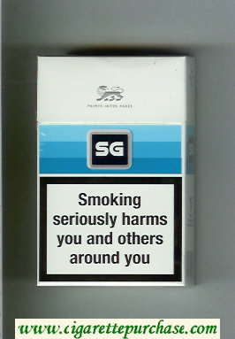 SG cigarettes white and blue hard box