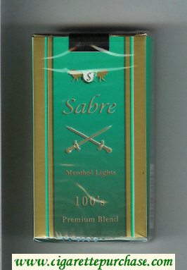 Sabre Menthol Lights 100s Premium Blend cigarettes soft box