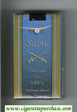 Sabre Ultra Lights 100s Premium Blend cigarettes soft box