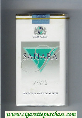 Sahara 100s Menthol Light cigarettes soft box