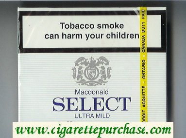 Select Macdonald Ultra Mild 25 cigarettes wide flat hard box