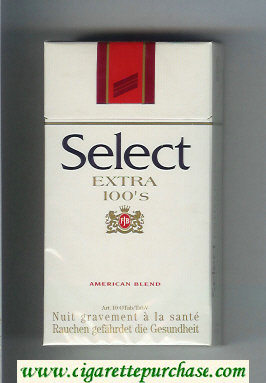 Select Extra 100s American Blend cigarettes hard box