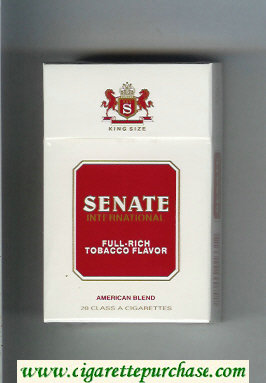 Senate International Full-Rich Tobacco Flavor American Blend cigarettes hard box