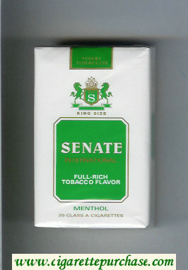 senate cigarettes soft box menthol tobacco flavor rich international