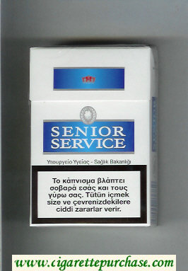 Senior Service cigarettes white and blue hard box
