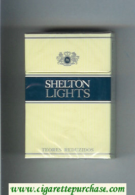 Shelton Lights Teores Redusidos Cigarettes yellow and blue hard box