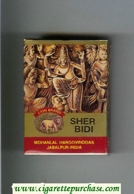 Sher Bidi Lion Brand Cigarettes hard box