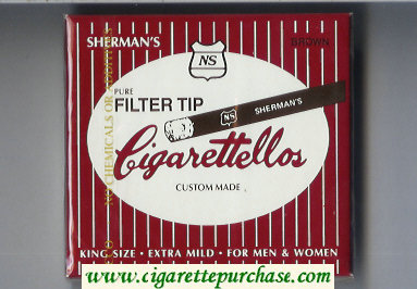 Sherman's Cigarettellos Filter Tip Brown Cigarettes wide flat hard box