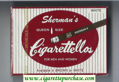 Sherman's Cigarettellos White Cigarettes wide flat hard box